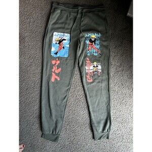 Naruto Mens LARGE Shippuden Collection Sweatpants Green Anime Joggers Yoga